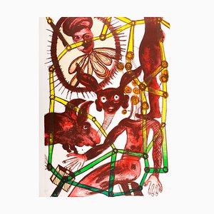 Lithographie Looking For Your Track par Barthélémy Toguo, 2017