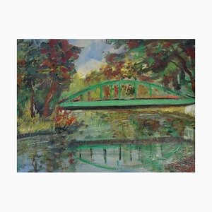 The Green Bridge Oil Painting di Roland Dubuc