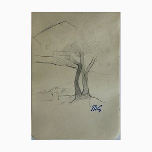 Marie LAURENCIN - Albero in un paesaggio, disegno originale firmato