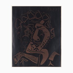 Pablo PICASSO (after) - Tête de Histrion, linogravure