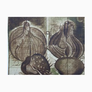 Brigitte COUDRAIN : Les oignons, Gravure originale signée