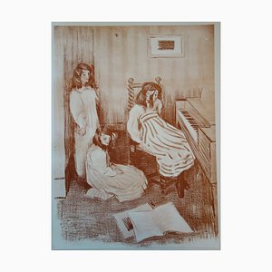 Alfredo MULLER - Bouderie, Lithographie originale signée (1897)