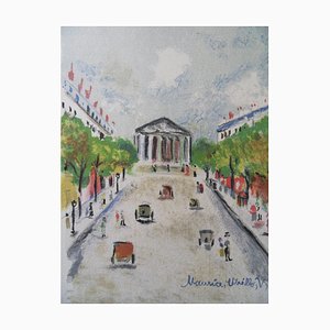 Paris, The Madeleine und Rue Royale Original Lithographie von Maurice Utrillo