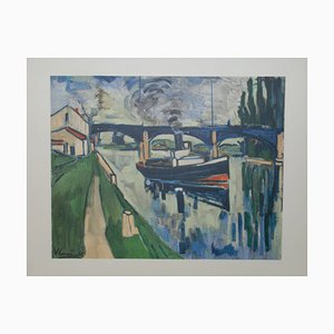 La Seine à Poissy Lithograph by Maurice De Vlaminck