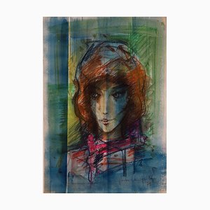 Pintura Brunette in the Headscarf de Sacha Chimkevitch