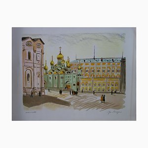 Lithographie Russia, Cupolas on the Grand Place par Yves Brayer