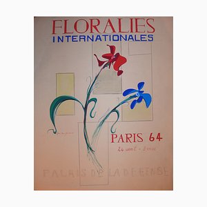 Floralisie Internationales Gouache von Jean-Luc Gaillet, 1964