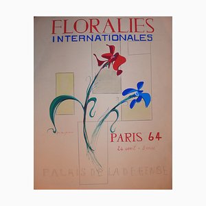 Gouache Floralies Internationales de Jean-Luc Gaillet, 1964