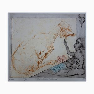 Grabado Peintre Animalier La chèvre de Mordecai Moreh