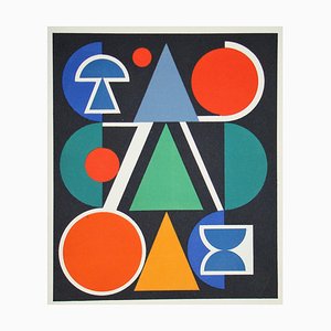 Red Serigraph by Auguste Herbin, 1949