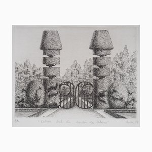 Gravure Entrée Sud du Jardin des Délices par François Houtin