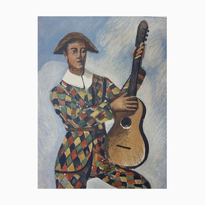 Harlequin on Guitar Lithograph by André Derain