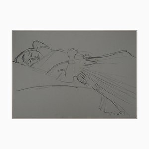 Dibujo de mujer joven en reposo de René Genis