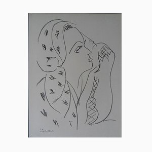 Femme avec Echarpe Lithographie Réimpression par Henri Matisse