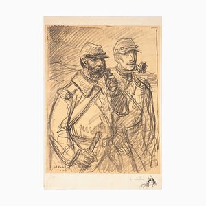 Litografia Officers with a Pipe and a Rose di Théophile Alexandre Steinlen