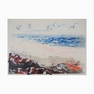 Aquarelle Vue sur la Plage par Jean-Pierre Jouffroy