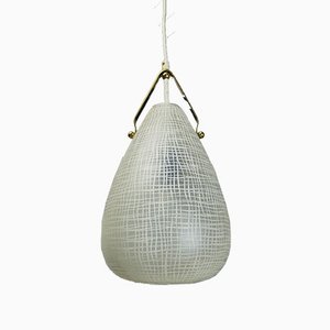 Lampe à Suspension Mid-Century en Laiton et Verre, Italie, 1950s