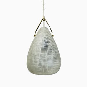 Mid-Century Italian Brass and Glass Drop Pendant Lamp, 1950s