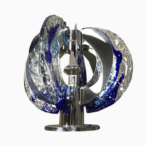 Lámpara de mesa italiana de cristal de Murano y acero de Angelo Brotto para Esperia, años 70