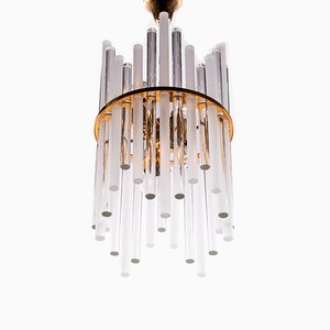 German Gilt Brass and Crystal Glass Chandelier from Palwa, 1960s