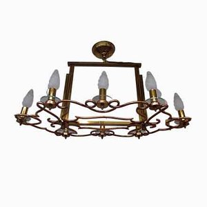 Lampadario in ottone e rame, anni '40