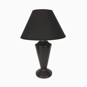 Lámpara de mesa de cerámica negra, años 50