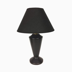 Lampe de Bureau en Céramique Noire, années 50