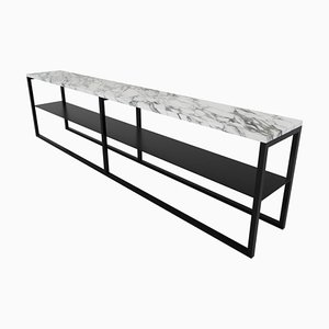 Black Powder Coated and Marble Eros Console Table by Casa Botelho