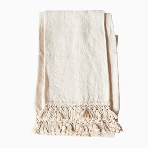 Linen Bath Towels With Short Fringe by Once Milano, Set of 2
