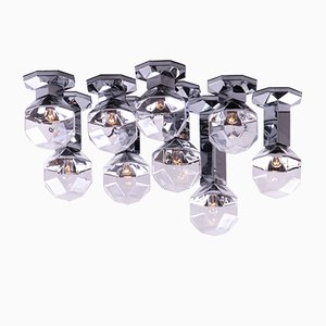 Chrome and Glass Ceiling Lamps by Motoko Ishii for Staff, 1970s, Set of 6