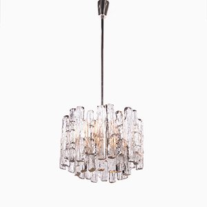 Lampadario in vetro ghiacciato di JT Kalmar per Kalmar, anni '60