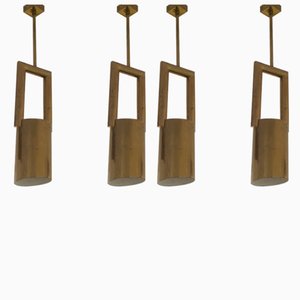 Brass Pendant Lamps, 1970s, Set of 4