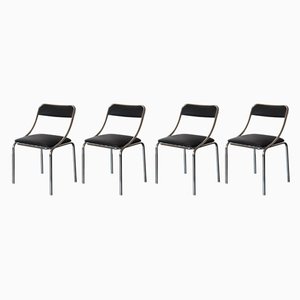 Black Dining Chairs, 1970s, Set of 4