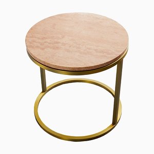 Modern Diana Round Coffee Table With Brass Tint and Marble by Casa Botelho