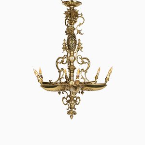 Lampadario Napoleone III antico in bronzo dorato