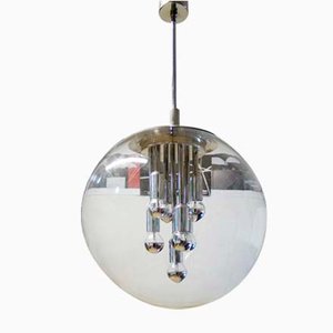 Space Age Glass and Chrome Sputnik Pendant Lamp from Leclaire & Schäfer, 1970s
