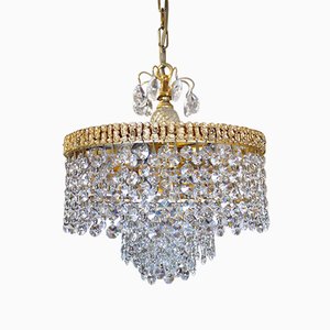 German Gilt Brass and Crystal Chandelier from Palwa, 1960s