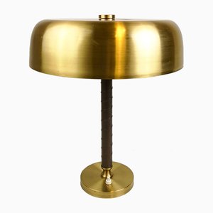 Mid-Century Swedish Brass and Leather Table Lamp from Boréns, 1960s