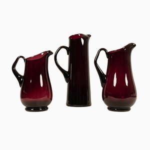 Glass Pitchers by Per Lütken for Holmegaard, 1950s, Set of 3