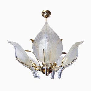 Italian Murano Glass and Brass Chandelier by Archimede Seguso for Seguso, 1960s