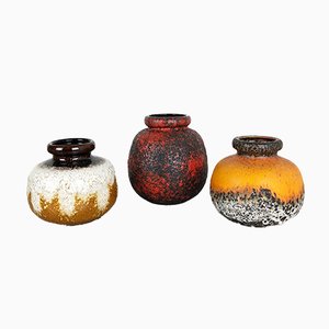 Vintage German Fat Lava Vases from Scheurich, Set of 3