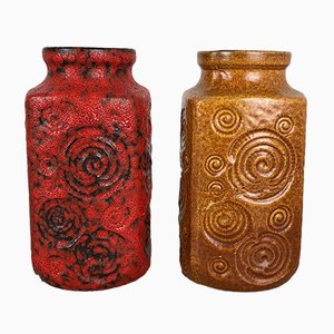 Vintage German Model Jura 282-20 Fat Lava Vases from Scheurich, Set of 2