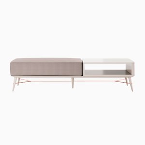Lacquered, Metal, and Fabric Bench With Storage Box by Pradi for Pradi Handicraft
