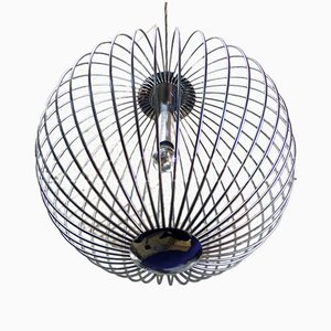 Lampada a sospensione in metallo cromato, Italia, anni '60
