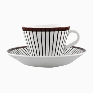 Mid-Century Model Spisa Ribb Coffee Cups and Saucers Set by Stig Lindberg for Gustavsberg