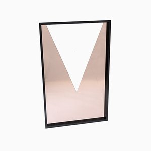 Specchio rettangolare geometrica con cornice nera, 1983