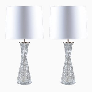 Lampes de Bureau Mid-Century par Carl Fagerlund pour Orrefors, Suède, Set de 2