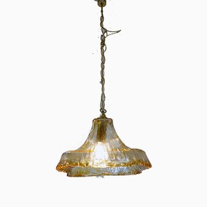 Lustre en Verre Murano et Laiton de Mazzega, Italie, 1960s