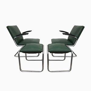 Tubular Steel Lounge Chairs and Stools from Drabert, 1940s, Set of 4