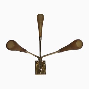 Mid-Century Italian Gold Brass and Murano Glass Sconce, 1950s